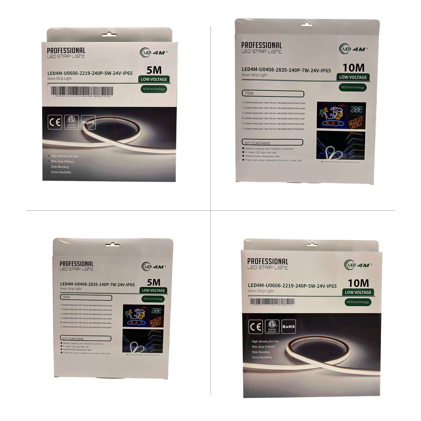 LED Neon Strip Light Slim 6x6mm | 24V IP65 | Dot-Free & Side Bend | Flat Surface