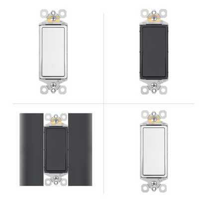 Decorator Rocker Light Switch 15A - Single Pole / 3-Way (Modern Paddle)
All