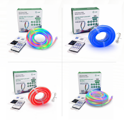 RGB Neon Flex LED Strip Light - 5M, IP65 Waterproof, USB Powered with Remote