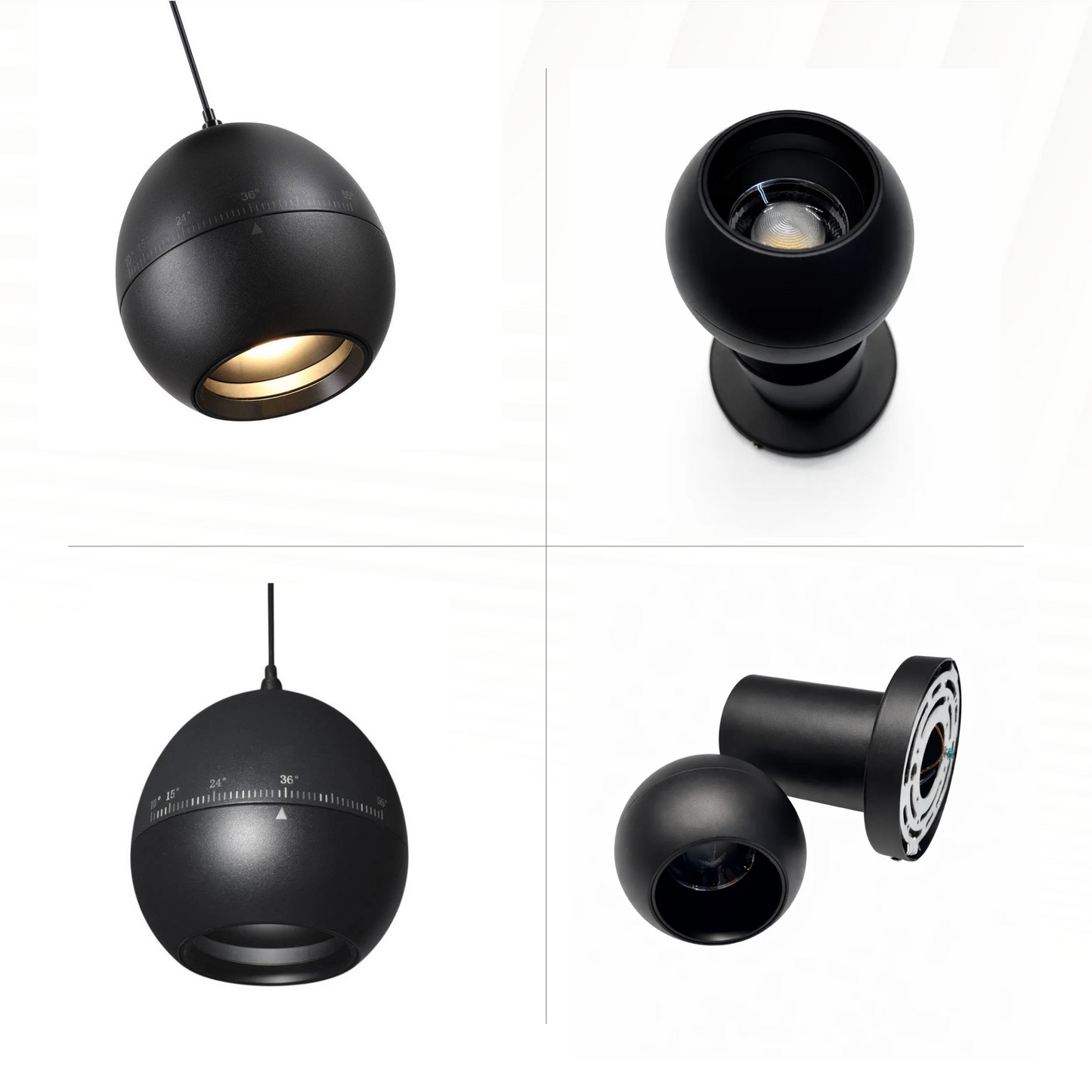 10W LED Hover Pendant Light - Zoomable Beam 10°-55°, 4000K Neutral (Black)