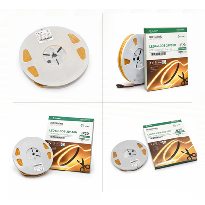 10M COB LED Strip Light - Dotless Continuous Glow, 24V Professional Grade, 12mm Cuttable (IP20)