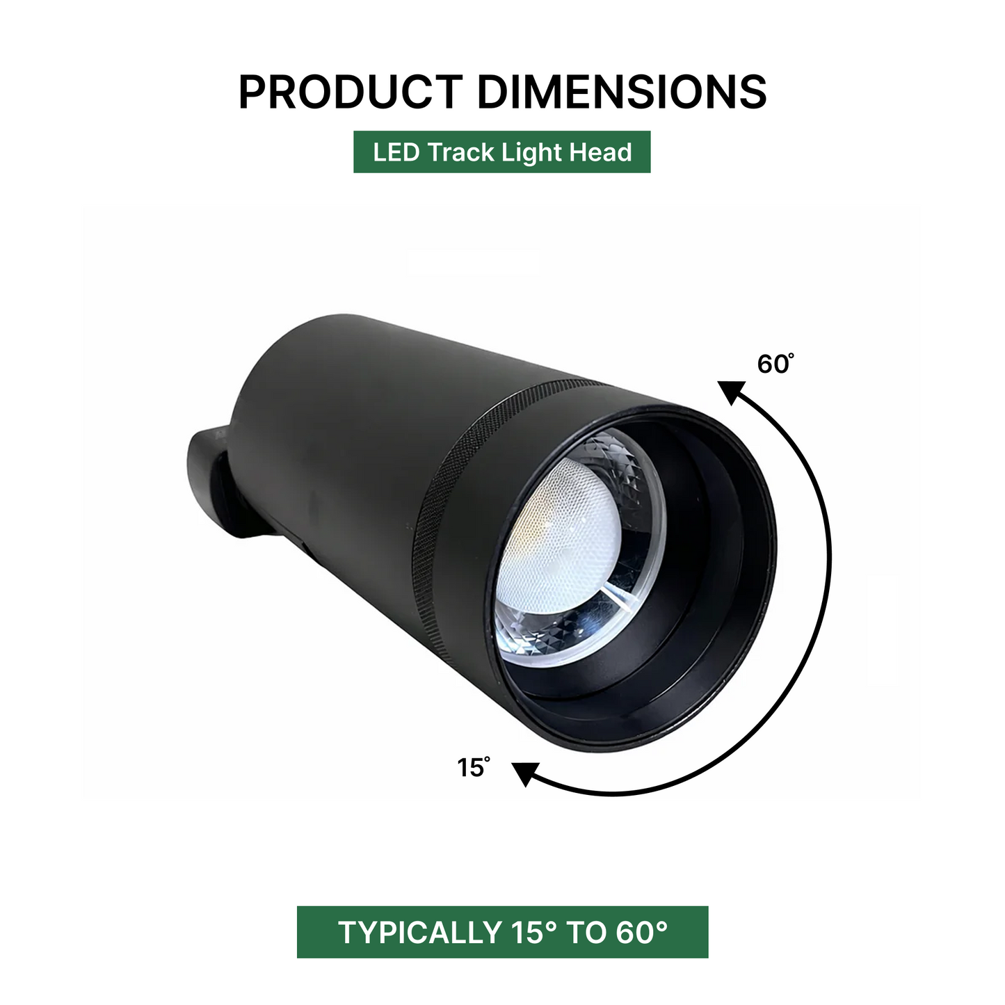 24W LED Track Light Head - Zoomable Beam (Black)