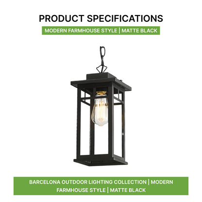 Barcelona Outdoor Lighting Collection | Modern Farmhouse Style | Matte Black
Product Specificaions