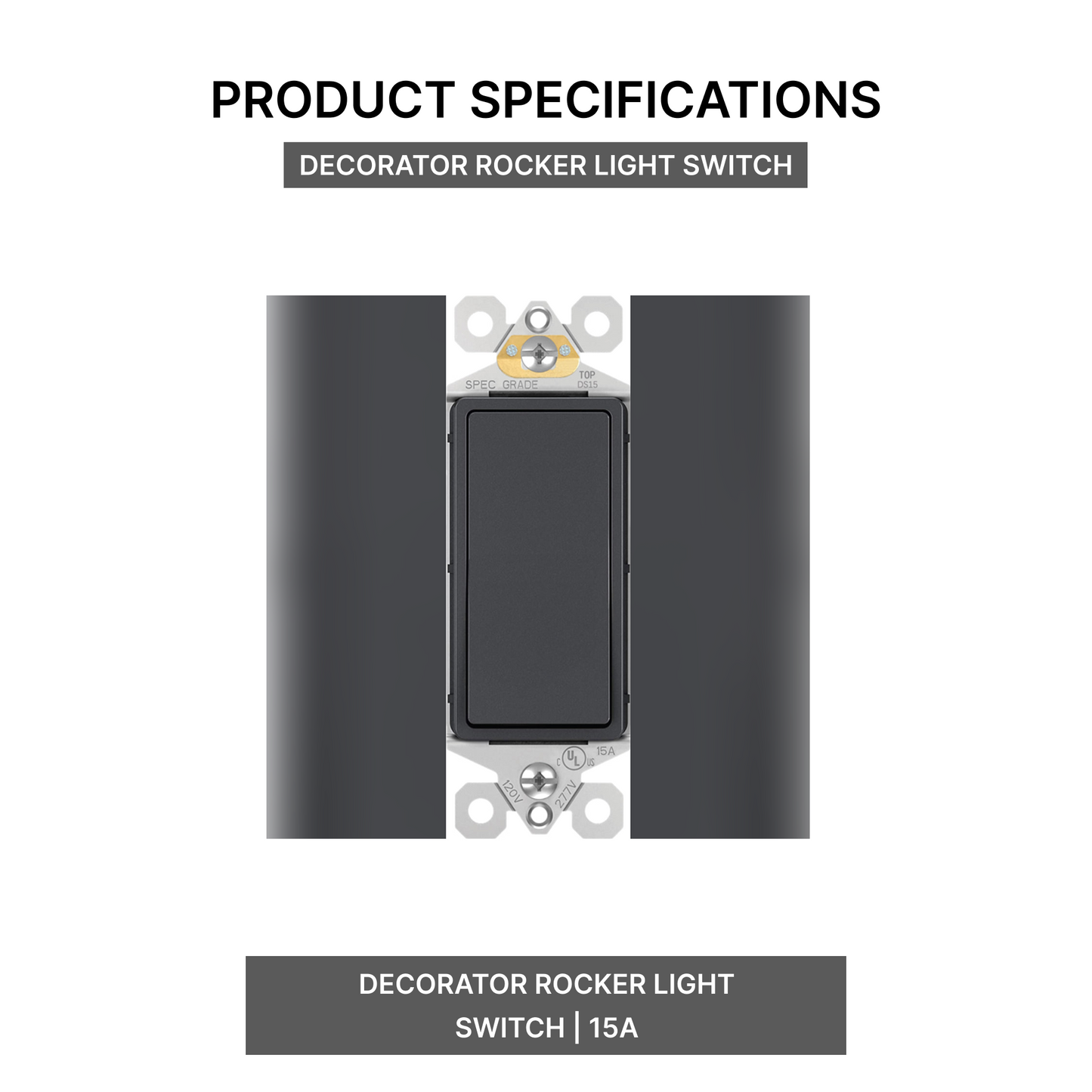Decorator Rocker Light Switch 15A - Single Pole / 3-Way (Modern Paddle)
Product Specifications