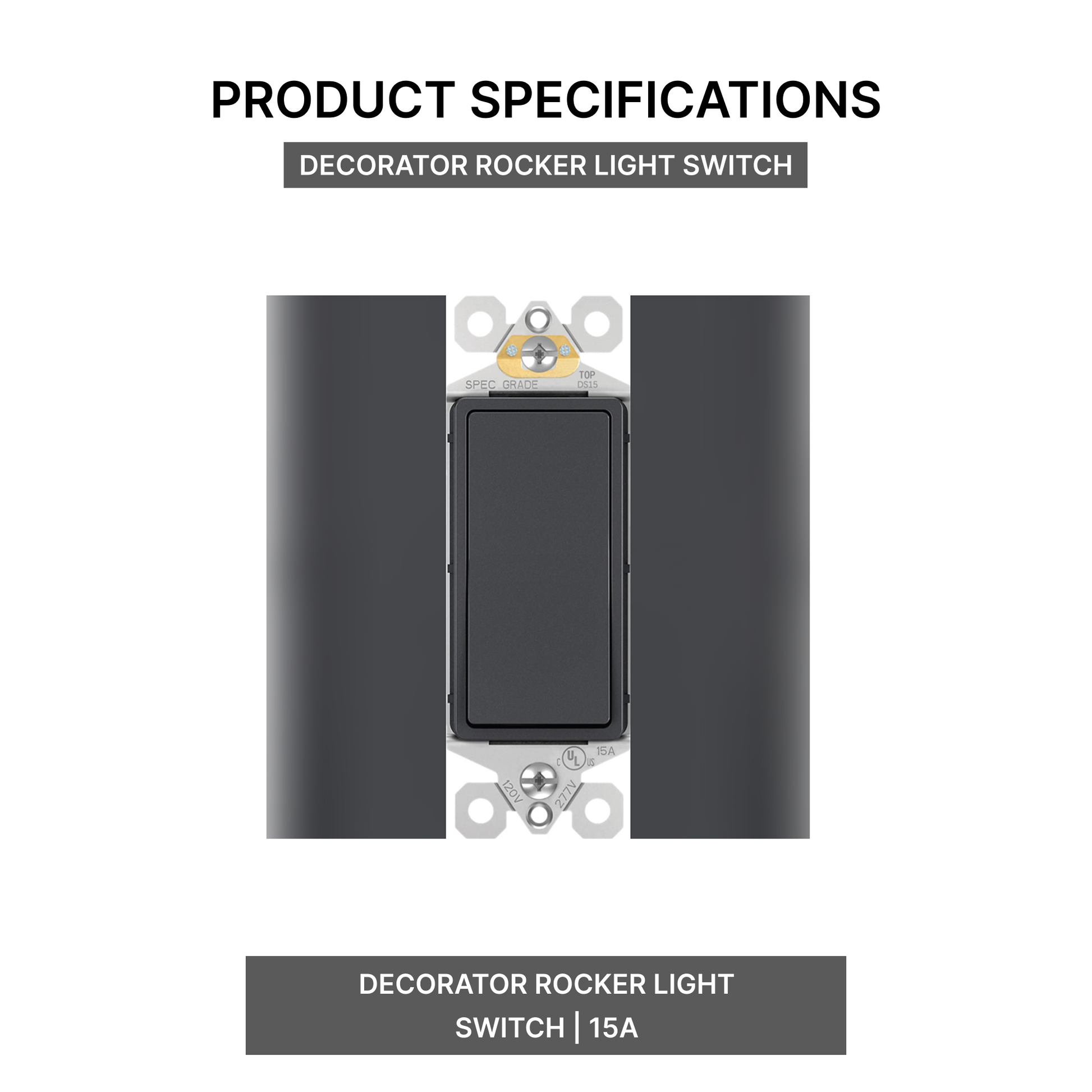 Decorator Rocker Light Switch 15A - Single Pole / 3-Way (Modern Paddle)
Product Specifications