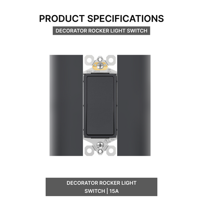 Decorator Rocker Light Switch 15A - Single Pole / 3-Way (Modern Paddle)
Product Specifications