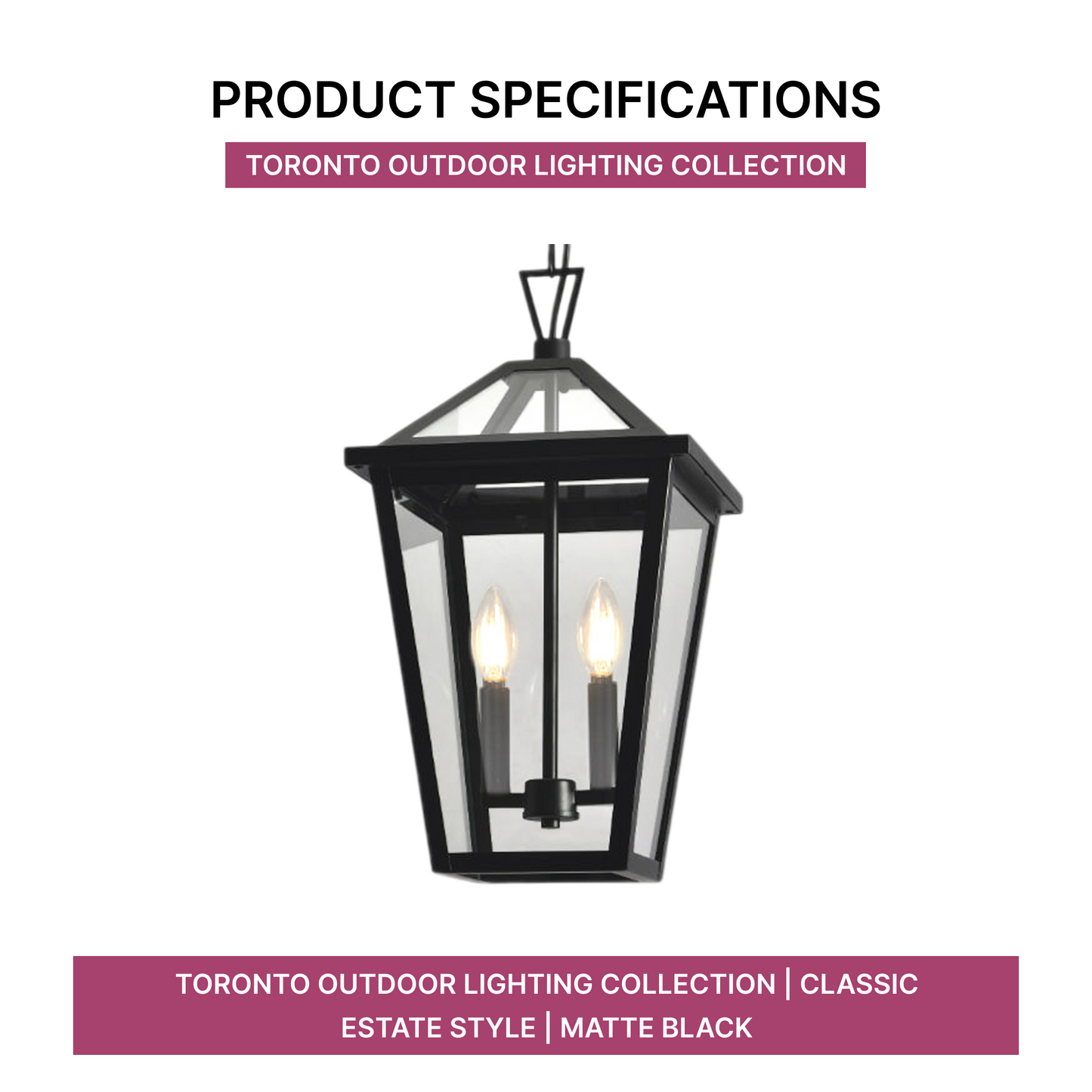 Toronto Outdoor Lighting Collection | Classic Estate Style | Matte Black
Product Specifications