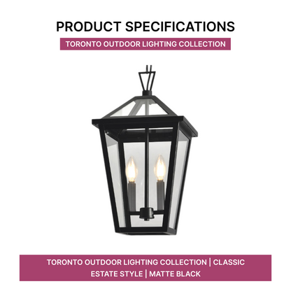 Toronto Outdoor Lighting Collection | Classic Estate Style | Matte Black
Product Specifications