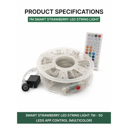 Smart Strawberry LED String Light 7m - 50 LEDs App Control (Multicolor)