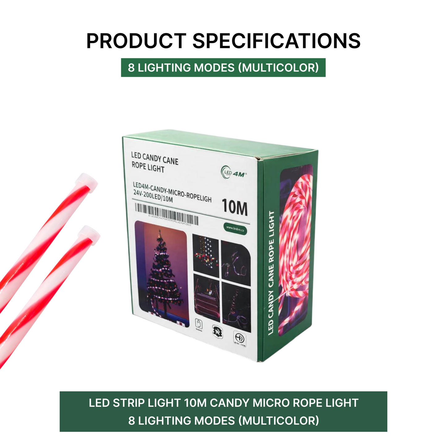 LED Strip Light 10m Candy Micro Rope Light - 8 Lighting Modes (Multicolor)