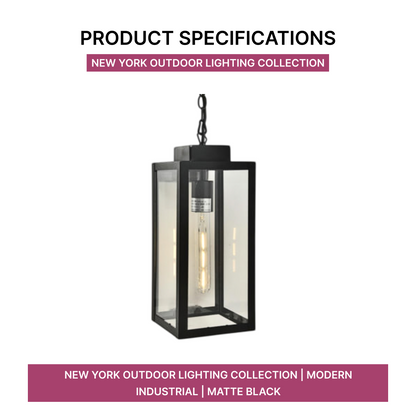 New York Outdoor Lighting Collection | Modern Industrial | Matte Black
Product Specifications