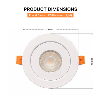 24-Pack 9W 4-Inch Round Gimbal LED Light - 360° Adjustable, 3CCT Selectable, IC Rated (White)
