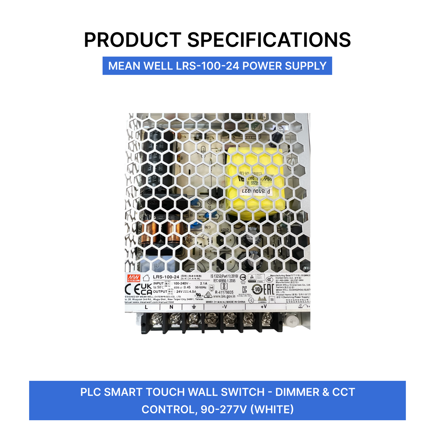 Mean Well LRS-100-24 Power Supply - 100W 24V DC (Slim Metal Housing)
Product Specifications | Selix Kala