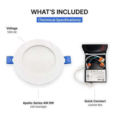 30-Pack 4-inch Recessed LED Downlight (Apolo Series) - 9W 5-CCT Selectable