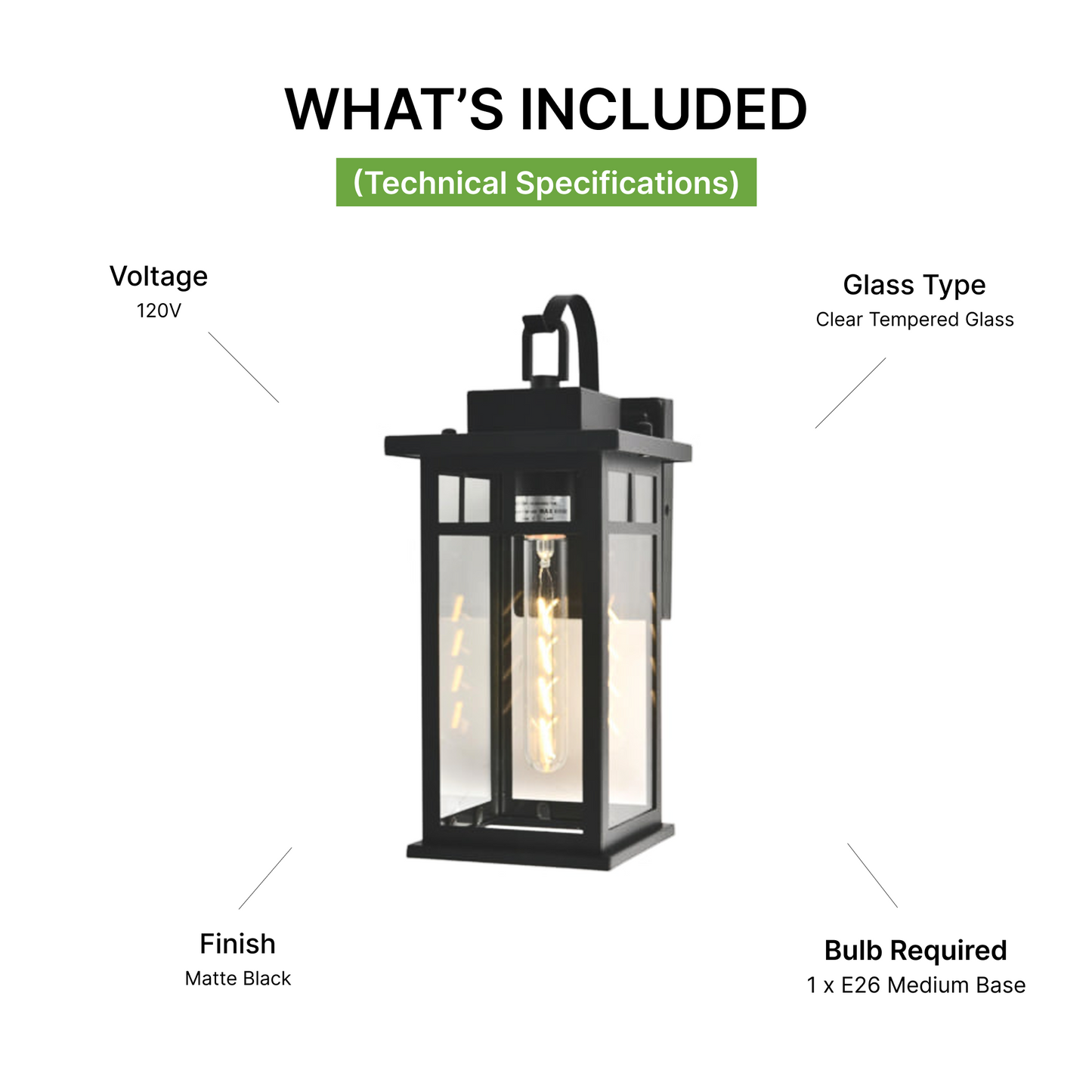 Barcelona Outdoor Lighting Collection | Modern Farmhouse Style | Matte Black
Technical Specifications