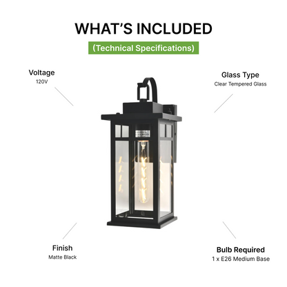 Barcelona Outdoor Lighting Collection | Modern Farmhouse Style | Matte Black
Technical Specifications