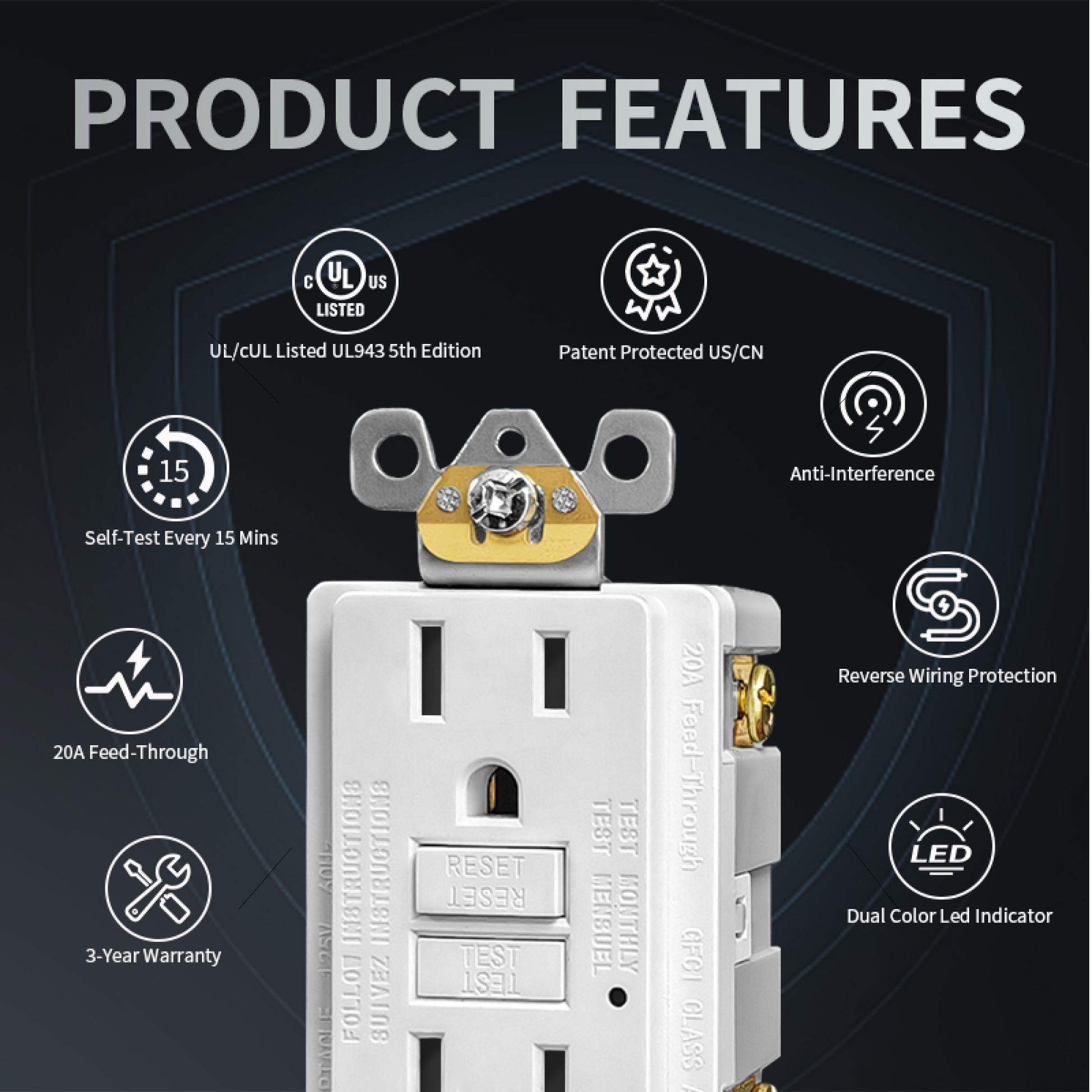 Decorator Wall Power Outlets | 15A | Standard, GFCI & USB Options
Product Features