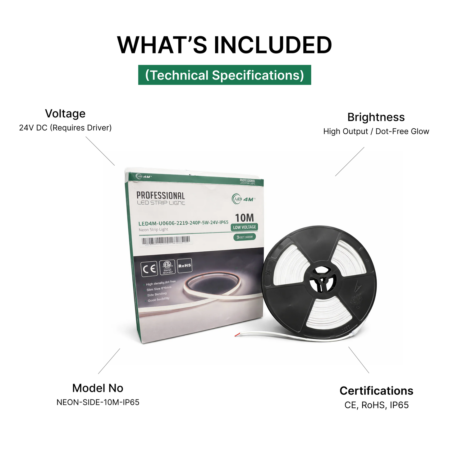 LED Neon Strip Light Slim 6x6mm | 24V IP65 | Dot-Free & Side Bend | Embedded (With Lip)