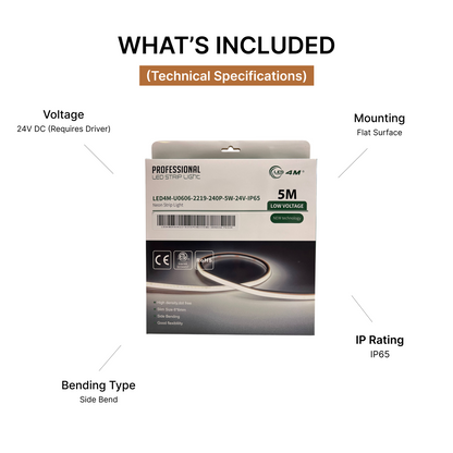 LED Neon Strip Light Slim 6x6mm | 24V IP65 | Dot-Free & Side Bend | Flat Surface-whats-included