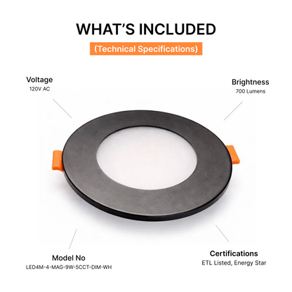 20-Pack 4-inch Multi-Fit LED Disk Light - 9W 5-CCT Selectable (Black)