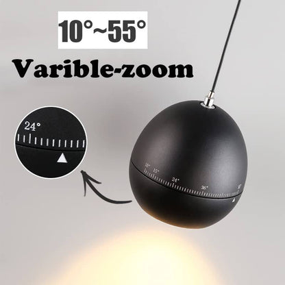 10W LED Hover Pendant Light - Zoomable Beam 10°-55°, 4000K Neutral (Black)