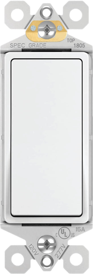 Light switch with metal bracket on a white background