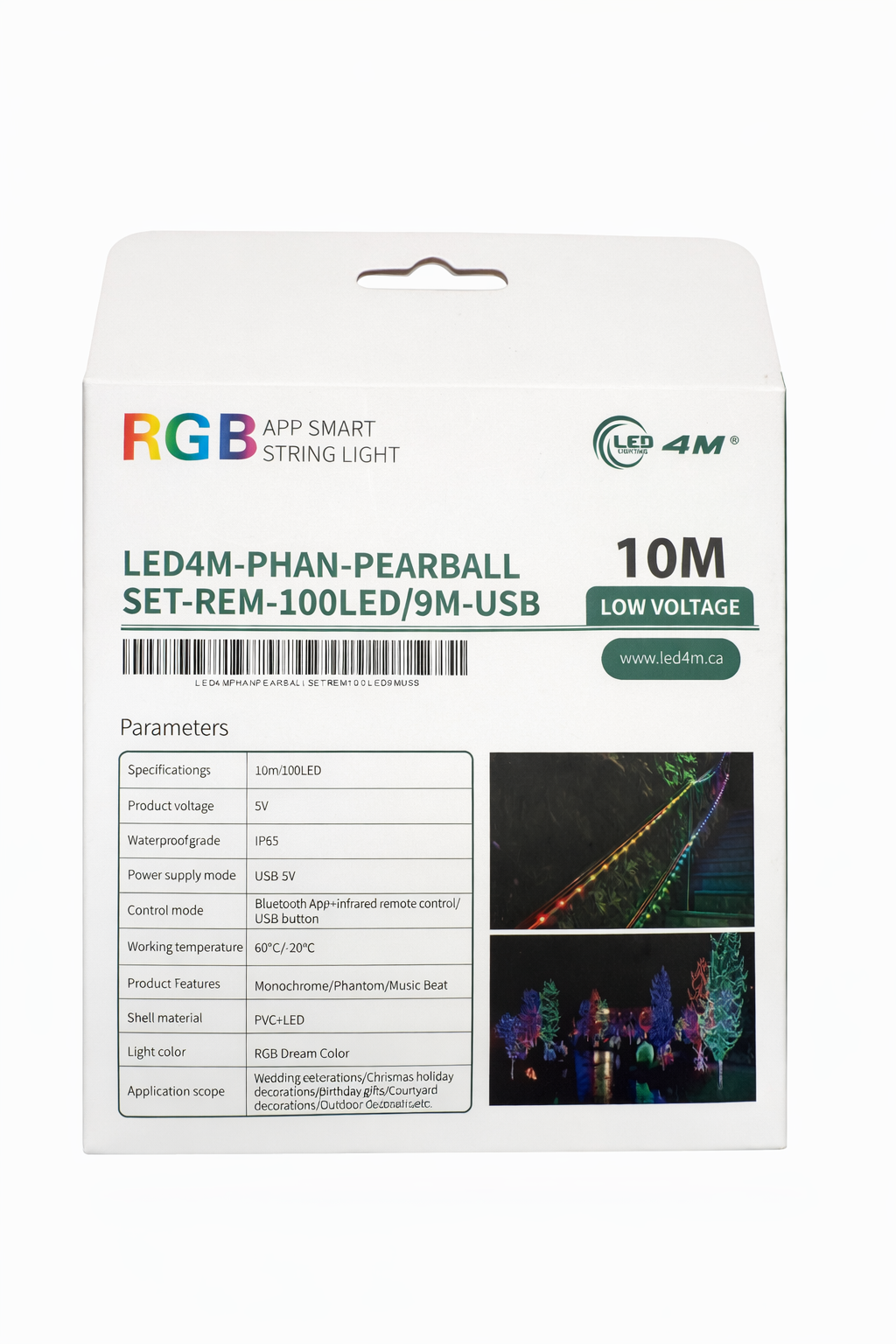 Pear Ball LED String Lights with Remote Control - 9M, 100 LEDs, USB Powered-USB