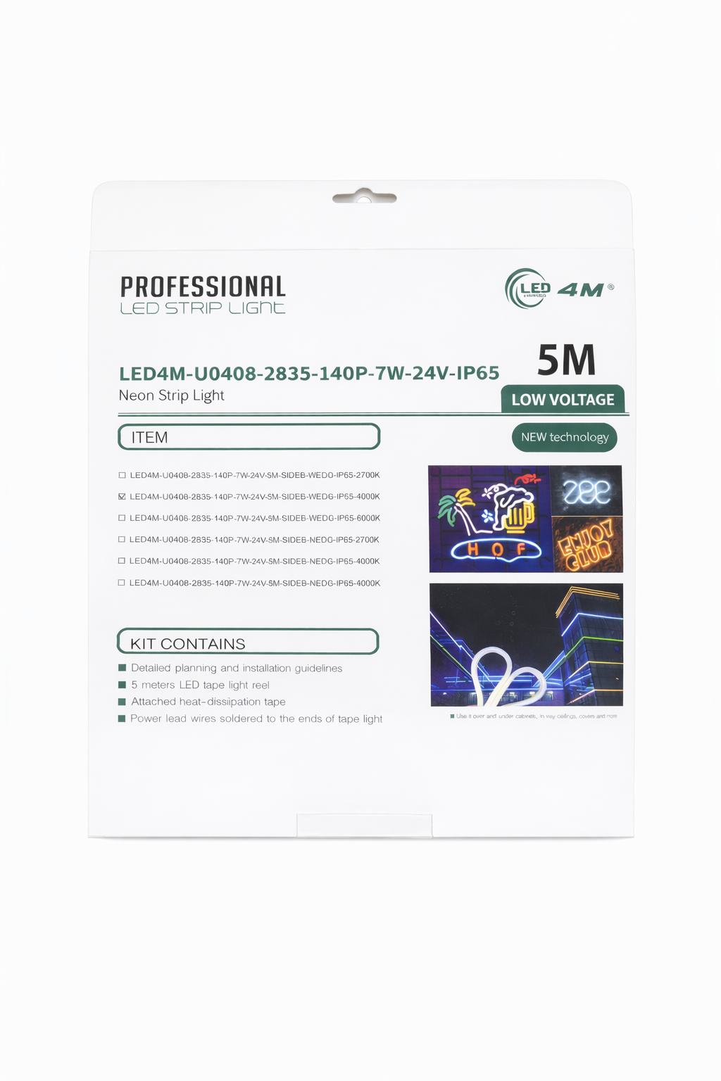 LED Neon Strip Light Slim 4x8mm | 24V IP65 | Dot-Free & Side Bend | Embedded (With Lip)