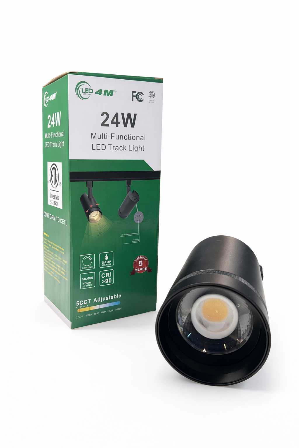 24W LED Track Light Head - Zoomable Beam (Black)