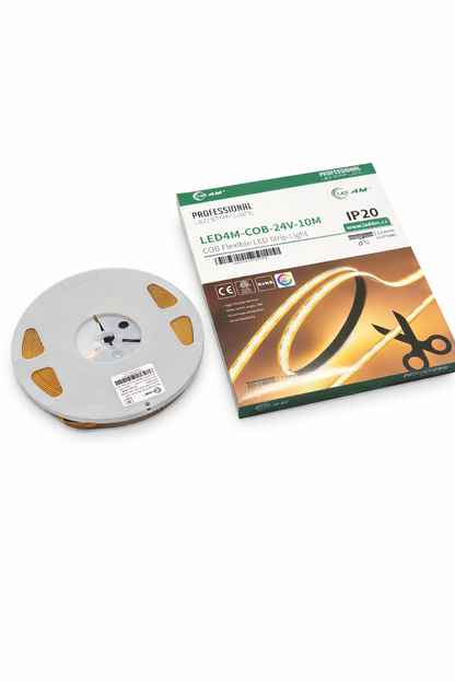 10M COB LED Strip Light - Dotless Continuous Glow, 24V Professional Grade, 12mm Cuttable (IP20)