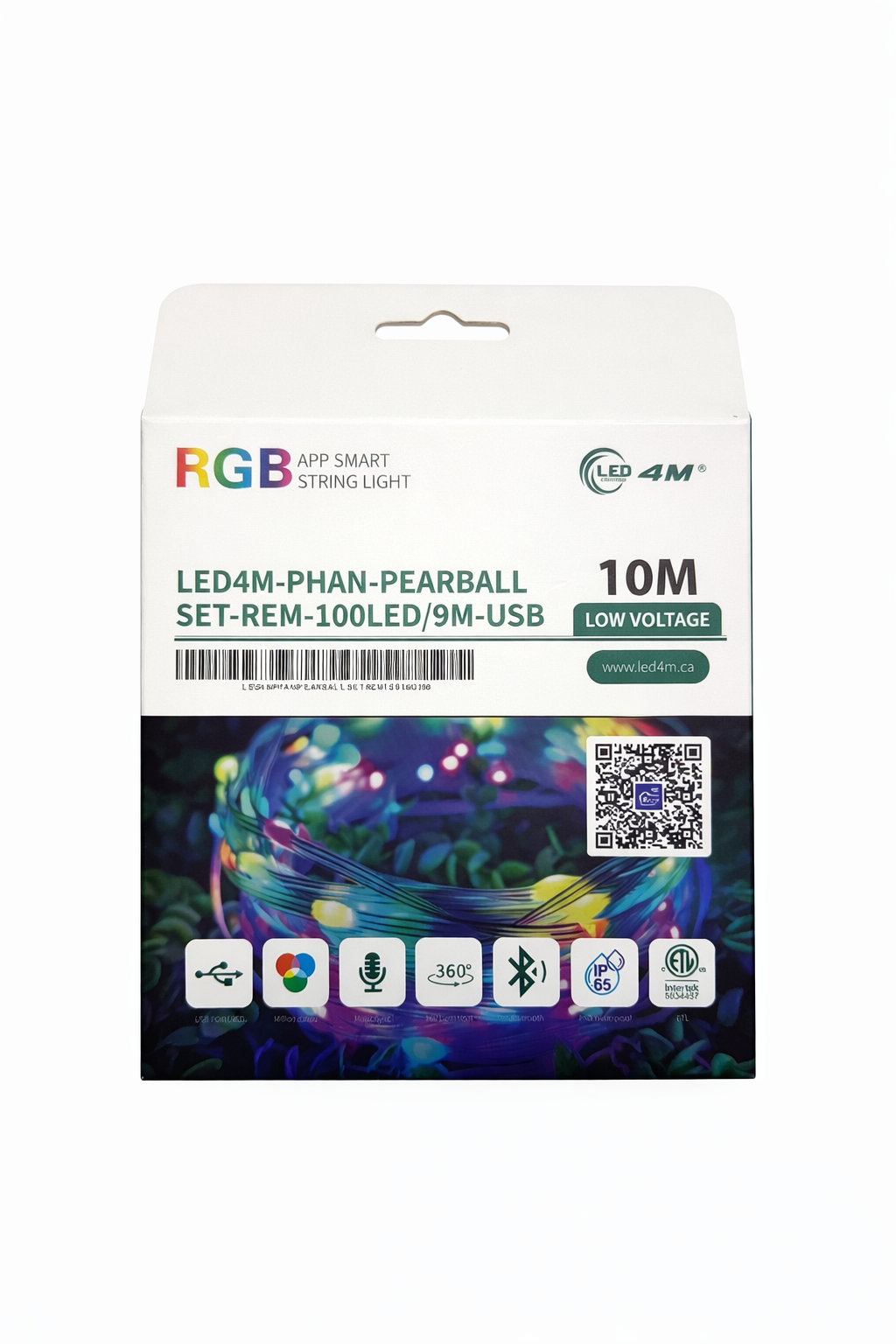 Pear Ball LED String Lights with Remote Control - 9M, 100 LEDs, USB Powered-USB