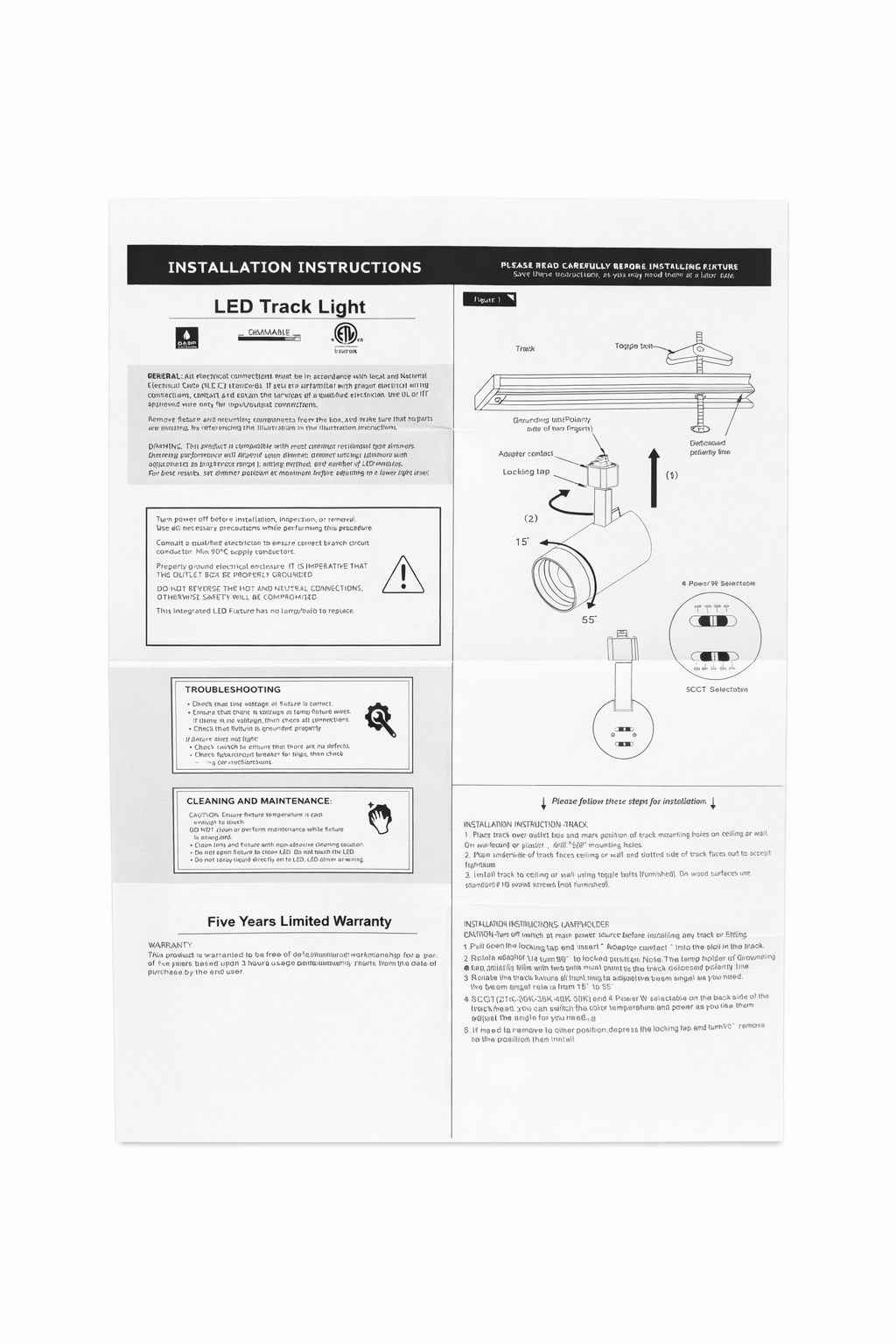 24W LED Track Light Head - Zoomable Beam (Black)