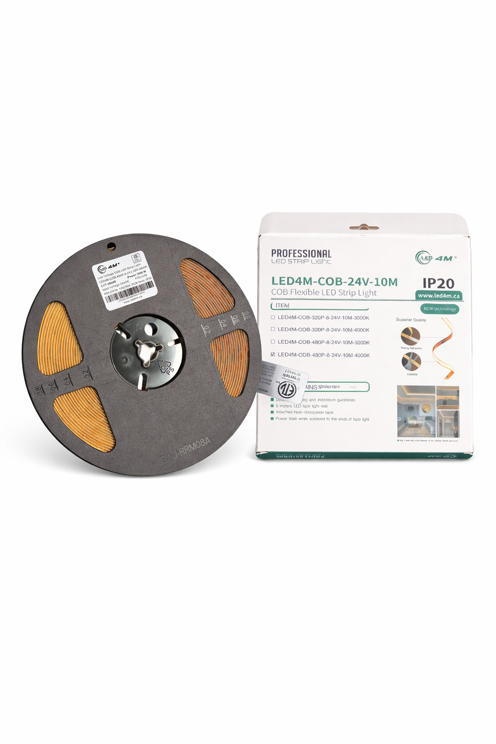 10M COB LED Strip Light - Dot-Free Continuous Glow, 24V Indoor, 180° Wide Beam (IP20)