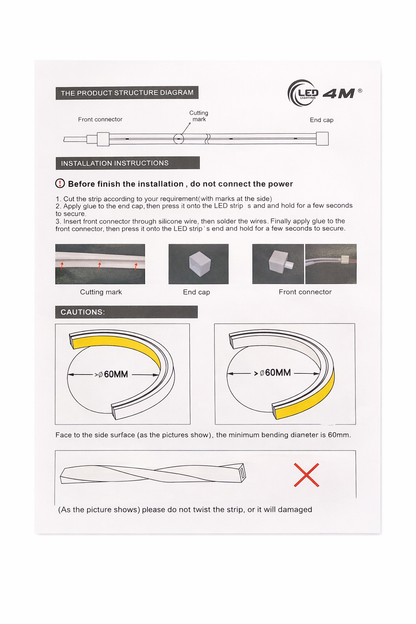 LED Neon Strip Light Slim 6x6mm | 24V IP65 | Dot-Free & Side Bend | Embedded (With Lip)
