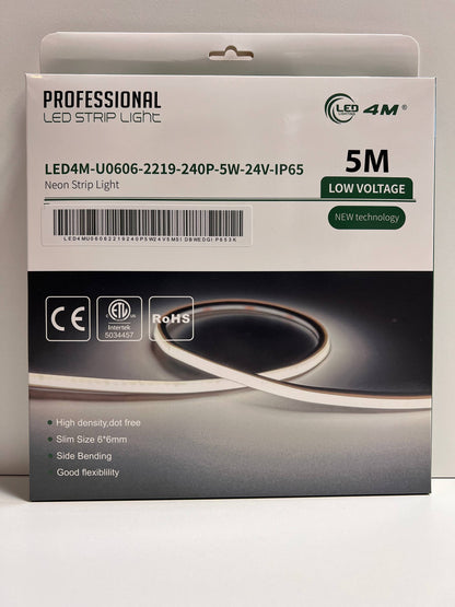 LED Neon Strip Light Slim 6x6mm | 24V IP65 | Dot-Free & Side Bend | Embedded (With Lip)