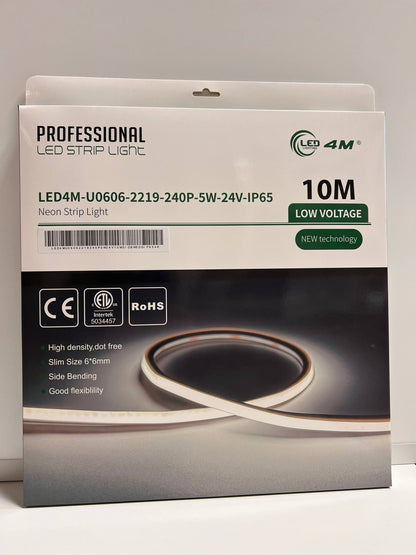LED Neon Strip Light Slim 6x6mm | 24V IP65 | Dot-Free & Side Bend | Embedded (With Lip)