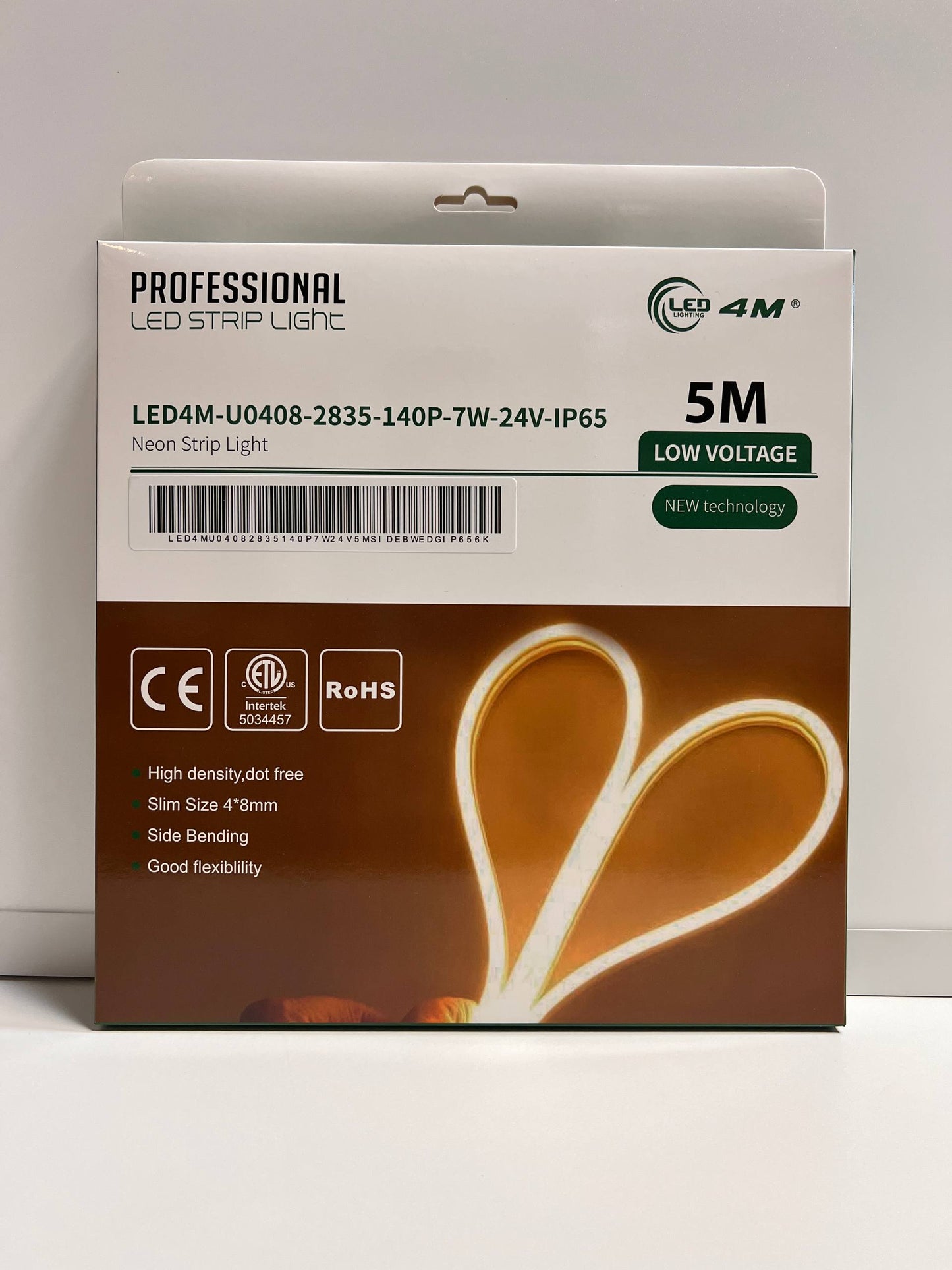 LED Neon Strip Light Slim 4x8mm | 24V IP65 | Dot-Free & Side Bend | Embedded (With Lip)