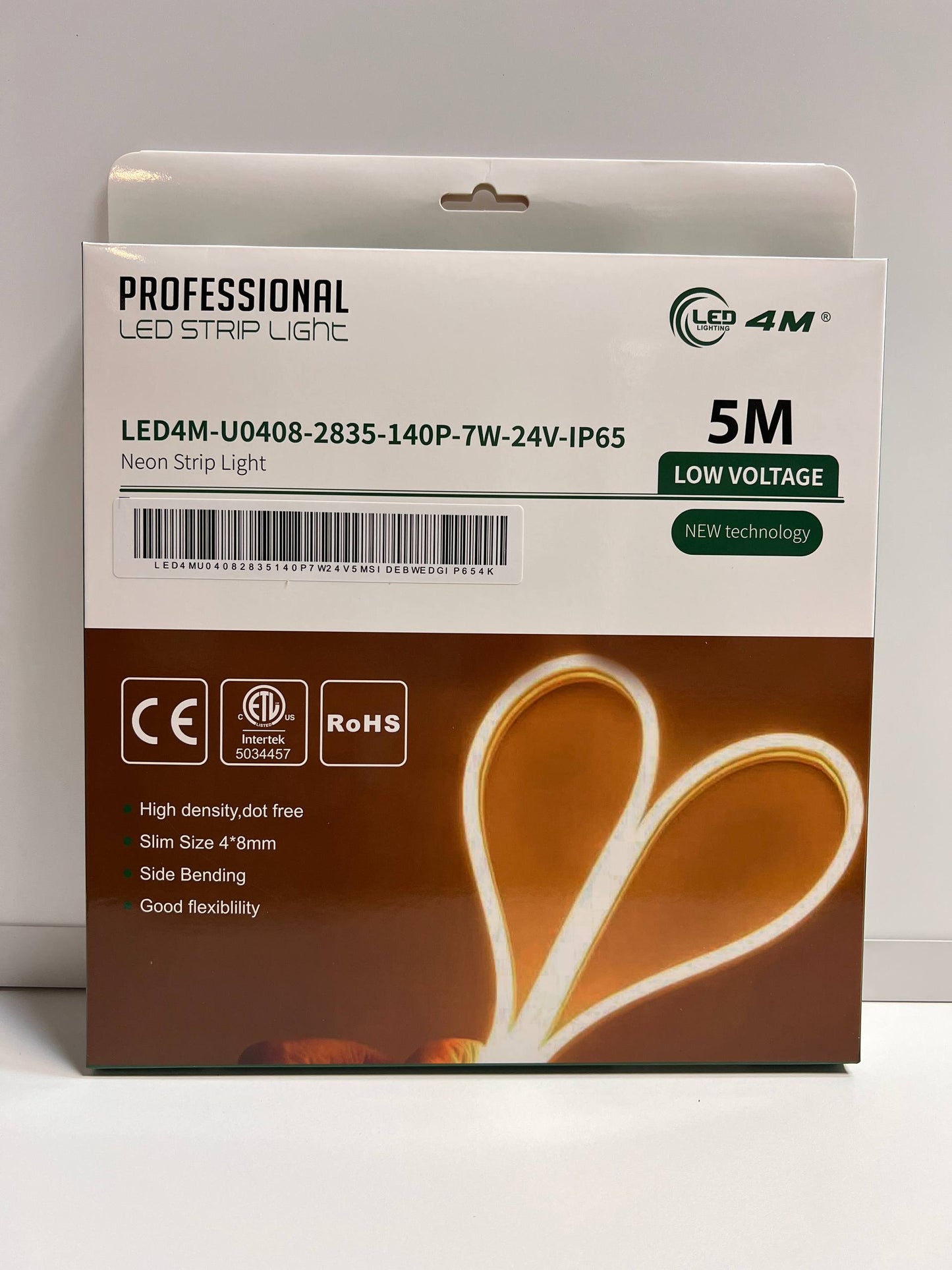 LED Neon Strip Light Slim 4x8mm | 24V IP65 | Dot-Free & Side Bend | Embedded (With Lip)