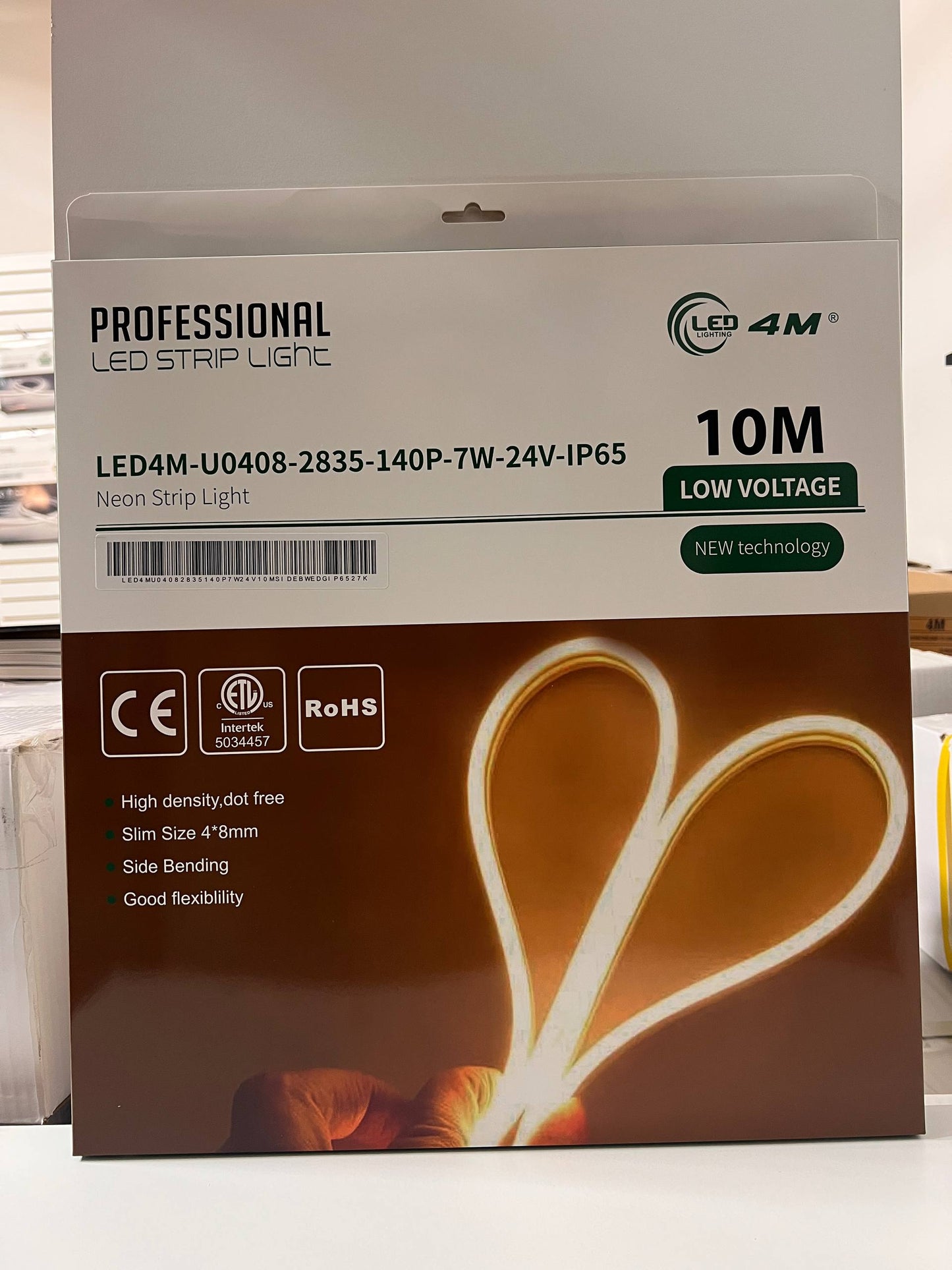 LED Neon Strip Light Slim 4x8mm | 24V IP65 | Dot-Free & Side Bend | Embedded (With Lip)