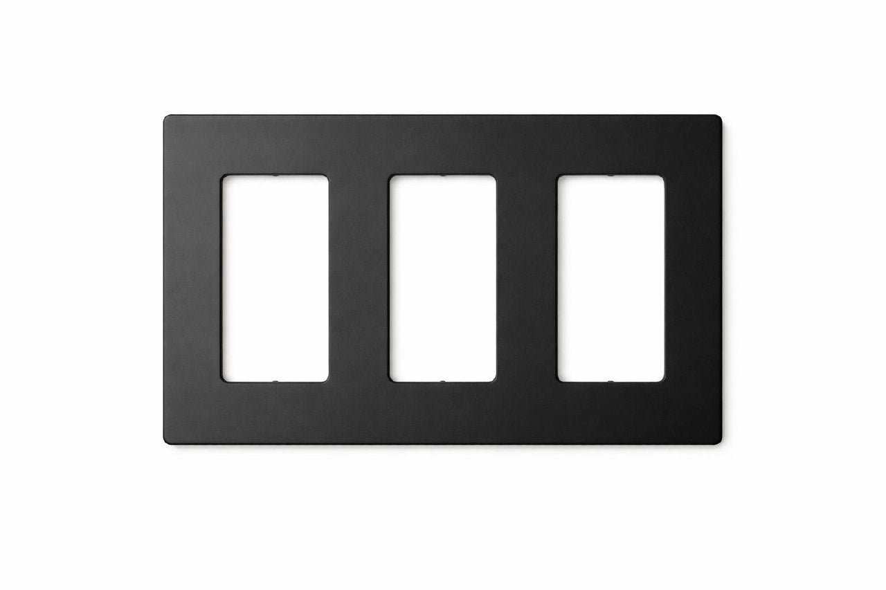 Screwless Wall Plate (Decorator Style) | Matte Finish
 Black three-gang wall plate  