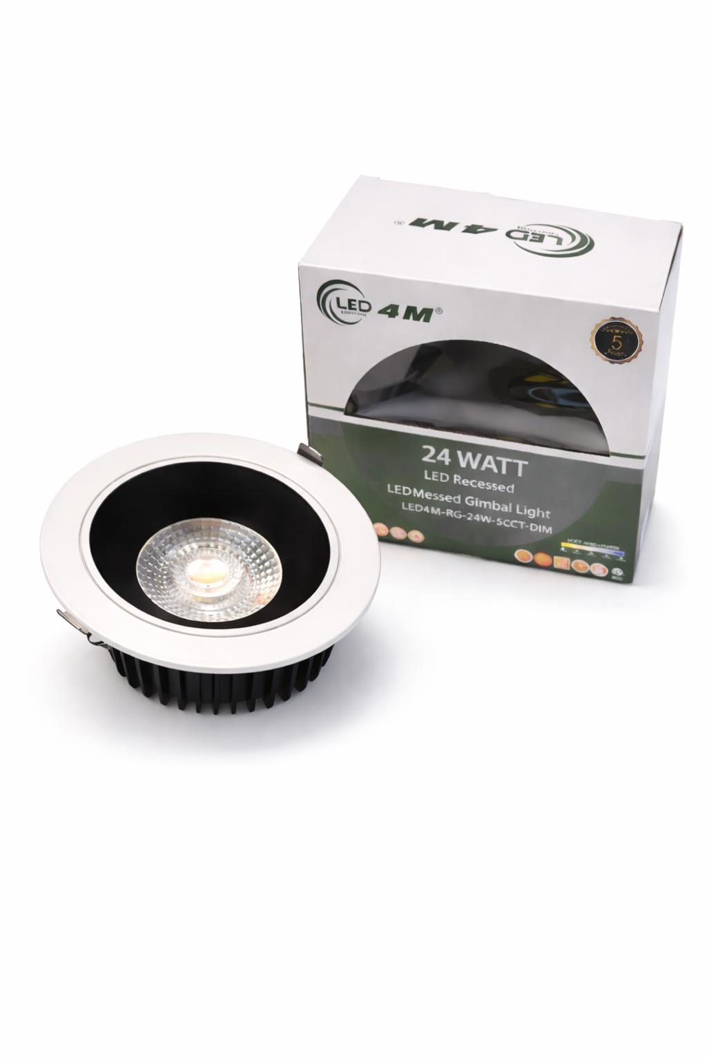 20-Pack 24W 5-Inch LED Gimbal Recessed Light - Adjustable Beam, 2000 Lumens, 5CCT (Black )