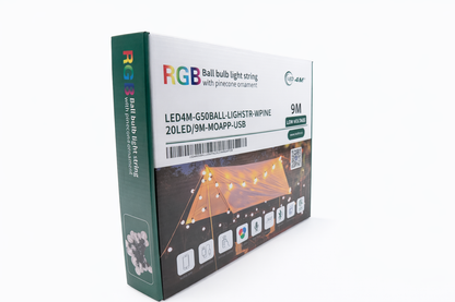 Smart G50 LED Globe String Light - 9M (30ft), 20 Bulbs, App & Remote Control, USB Powered