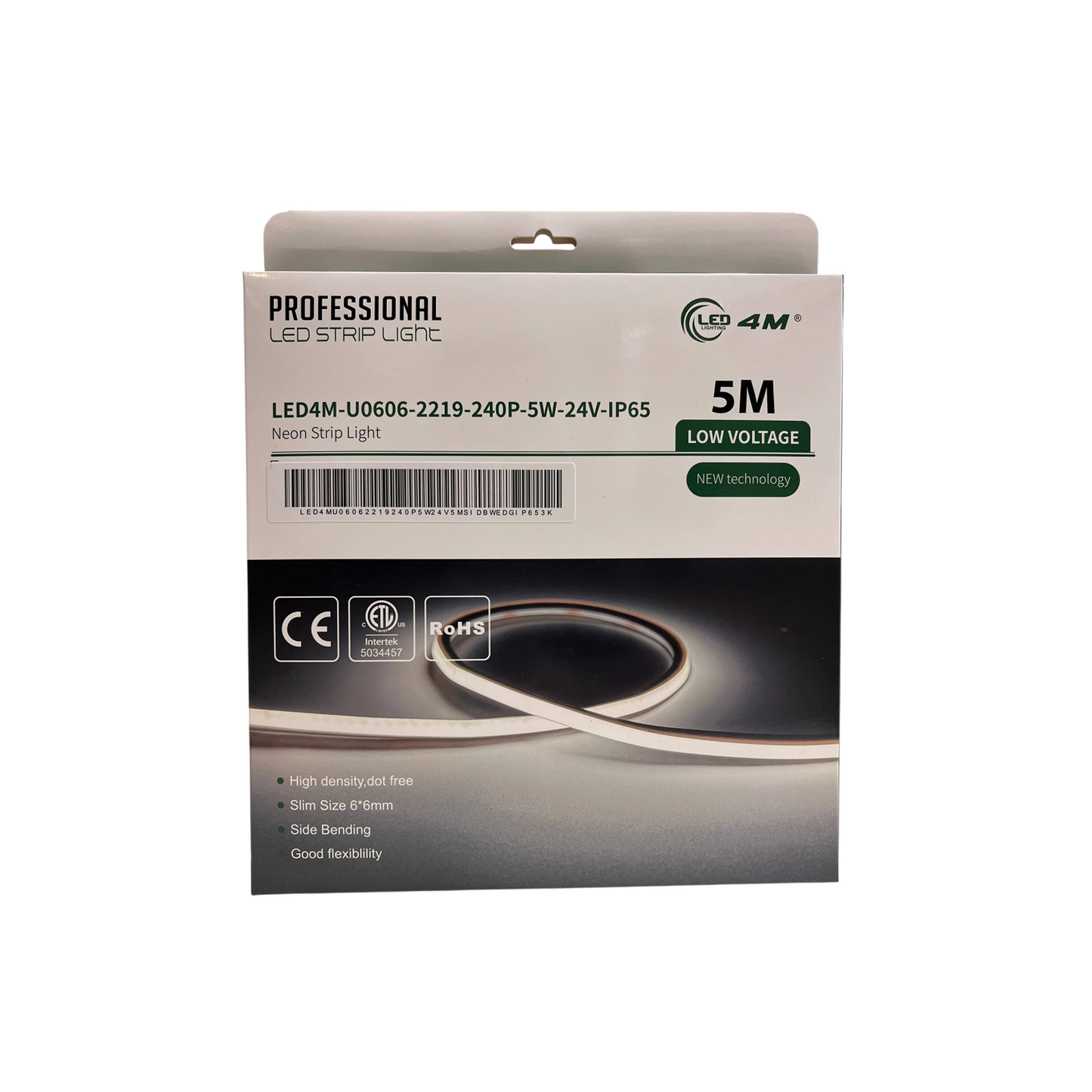 Package of LED strip light with branding and specifications